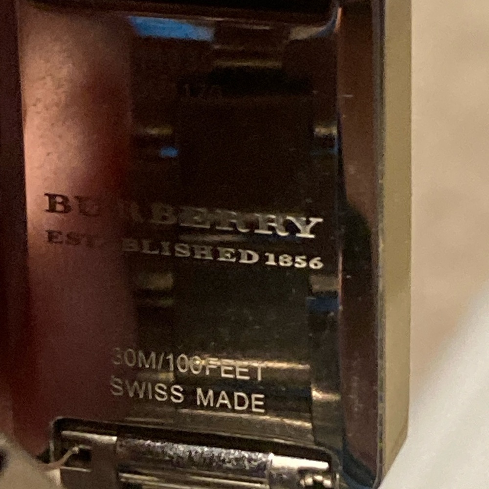 Burberry Silver Patterned Rectangular Watch - Picture 4 of 4